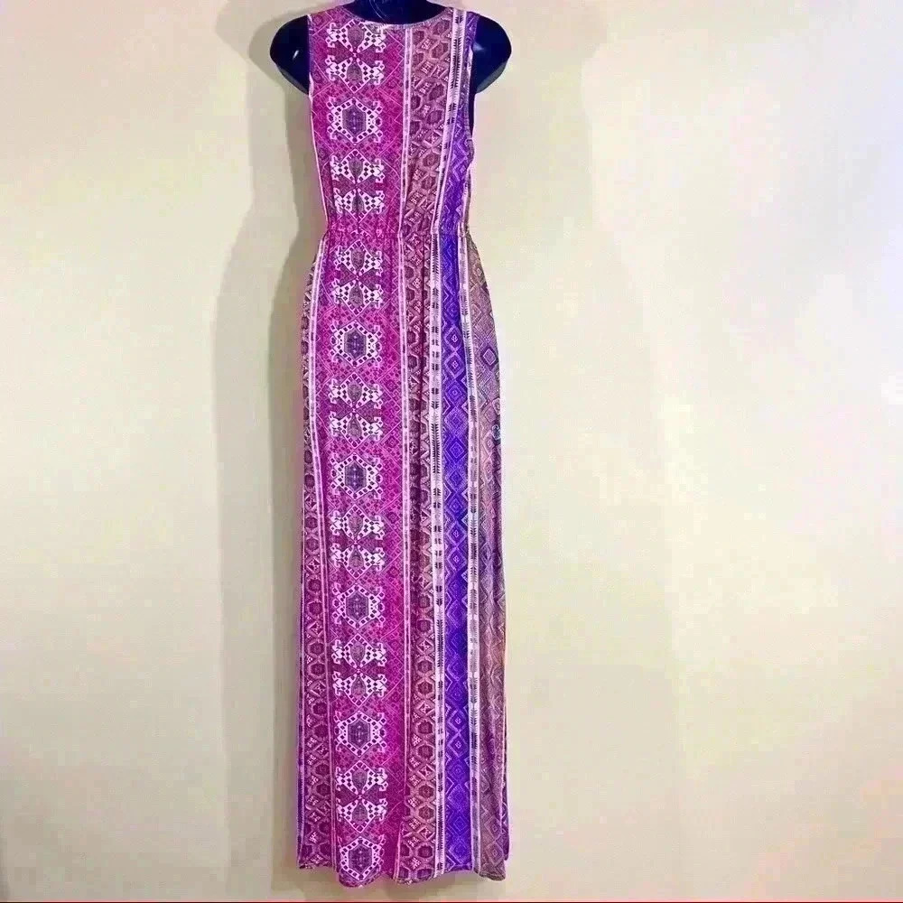 MinkPink Multicolor Aztec Sleeveless Cinch Waist Maxi Dress Size S - Picture 11 of 16